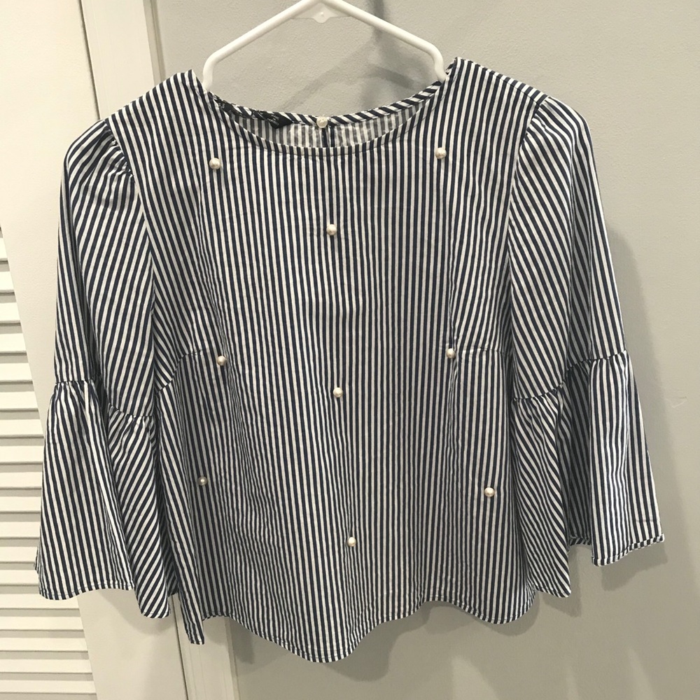 Striped Zara blouse with pearls